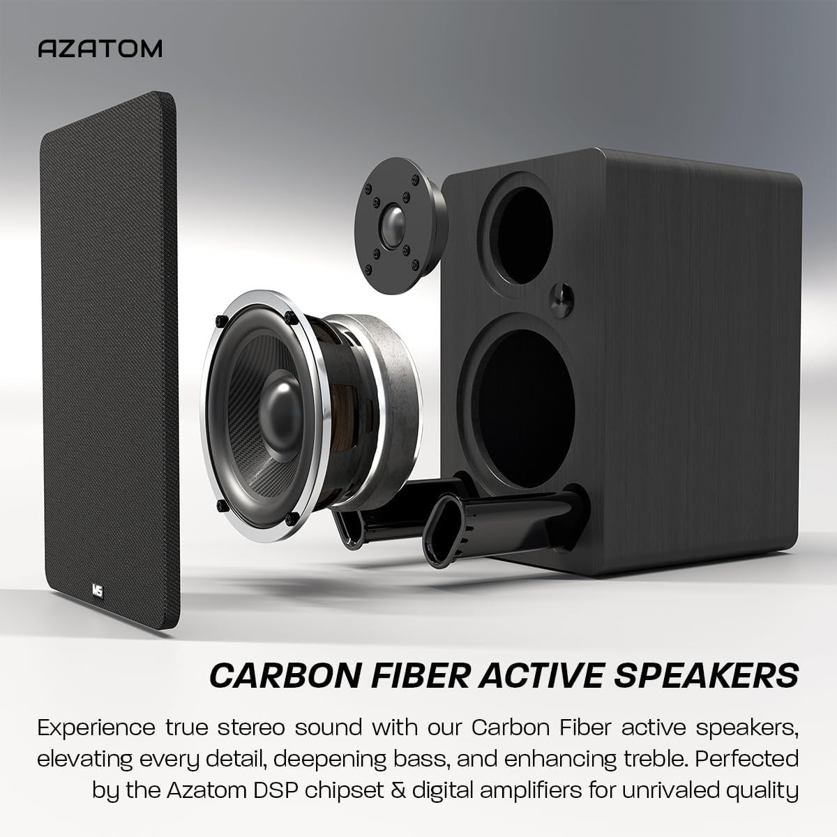 100W Bluetooth HDMI HiFi Bookshelf Speakers Carbon Fibre Driver Silk Tweeter