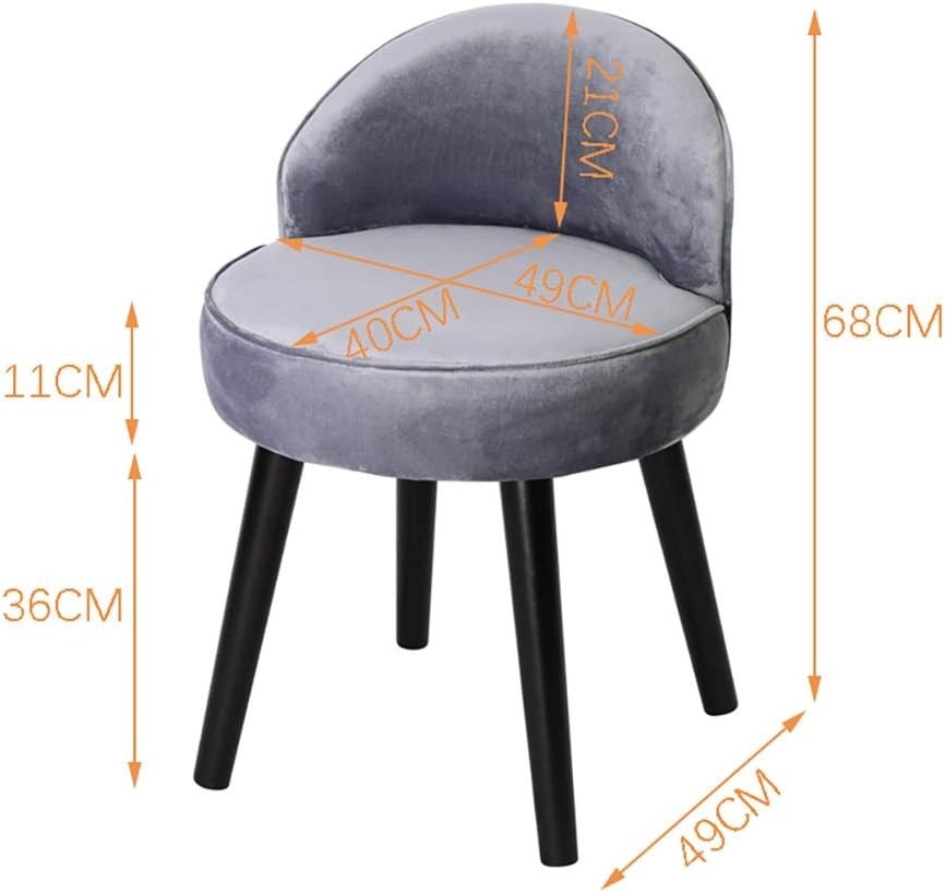 Light Grey Velvet Low Back Ottoman Dressing Table Stool with Wooden Legs