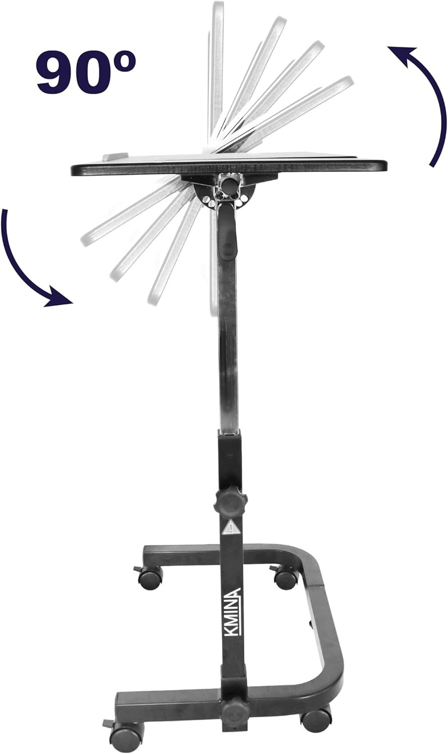 Overbed Table with Wheels Adjustable Height Tilting Laptop Desk Black