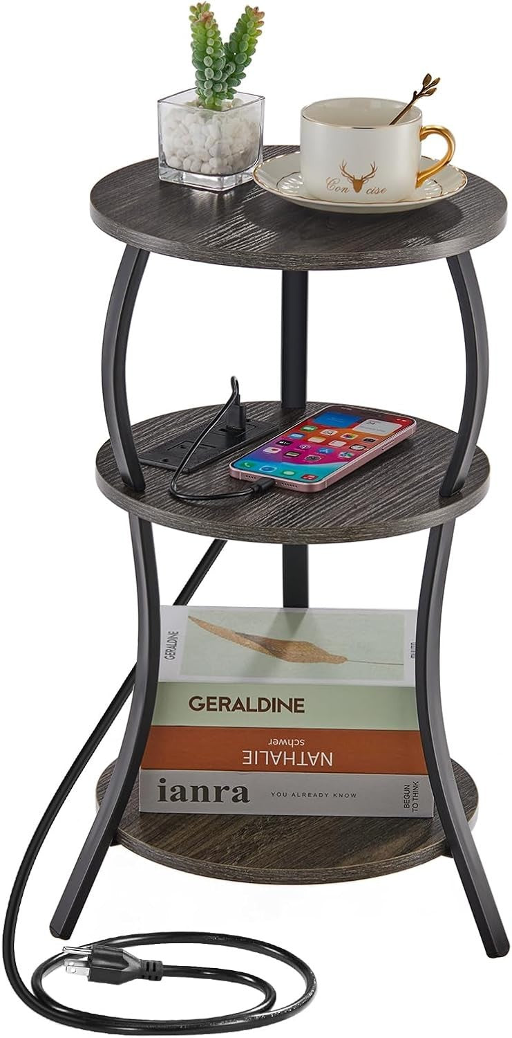 Compact 3-Tier Round Side Table with Storage Shelves – Stylish, Sturdy & Multius