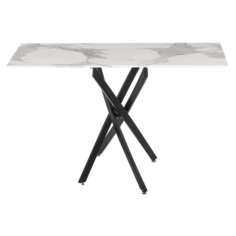 Modern White Glass Console Table with Black Metal Legs – Hallway Accent 120cm