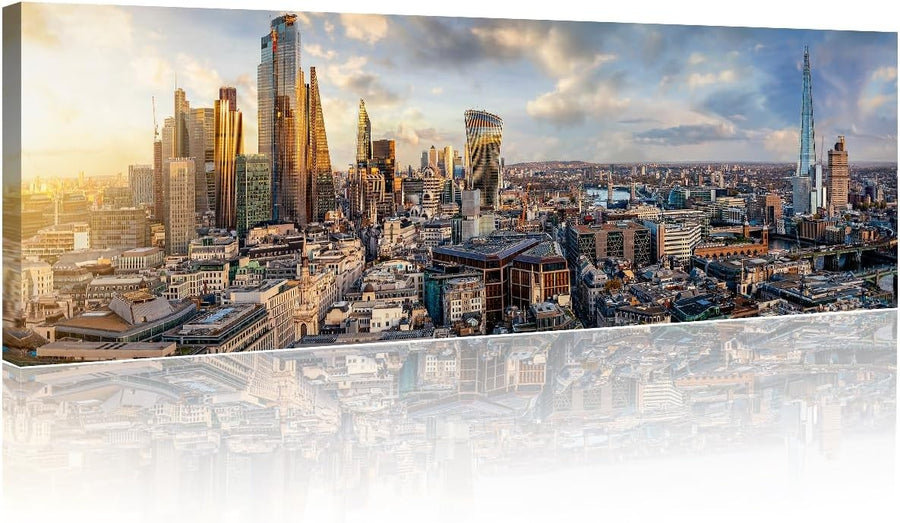 London Skyline Sunset Canvas Wall Art Large Modern 12x46in