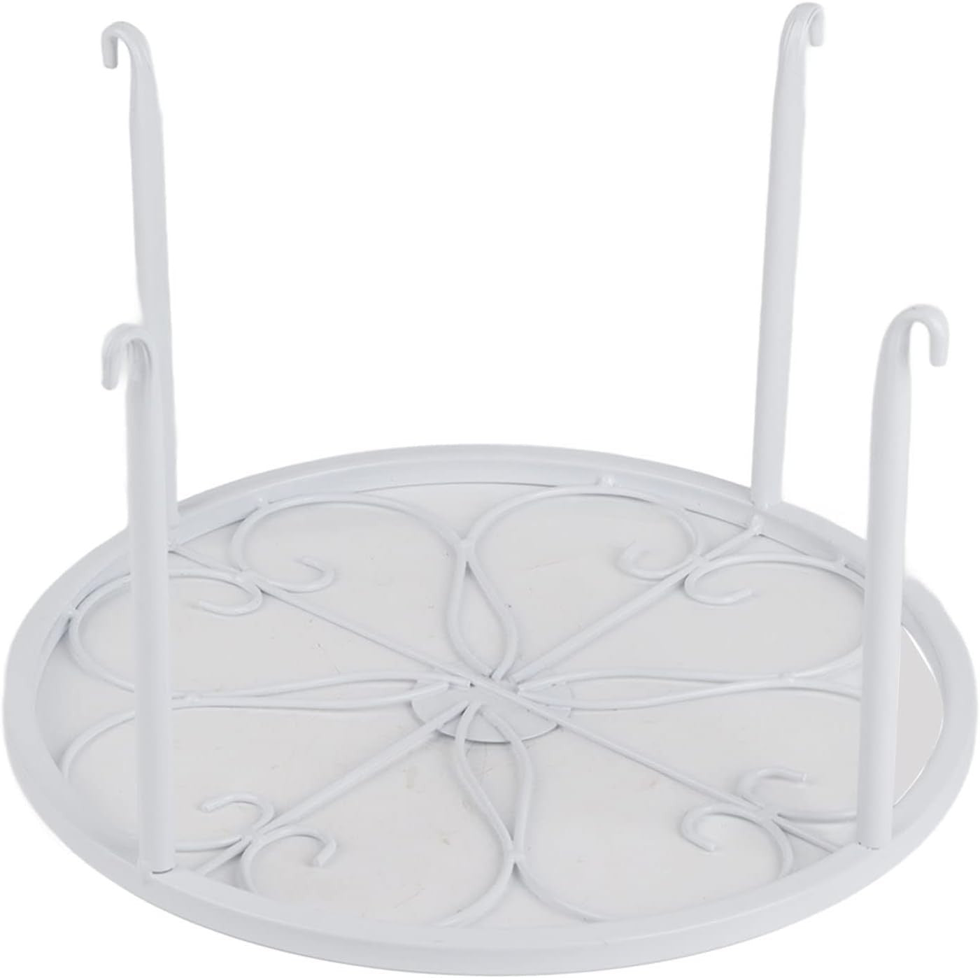 White Metal Plant Stand Round Iron Flower Pot Holder Indoor Outdoor Balcony