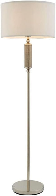 Modern Floor Lamp with Drum Fabric Shade & Foot Switch, 140cm Tall