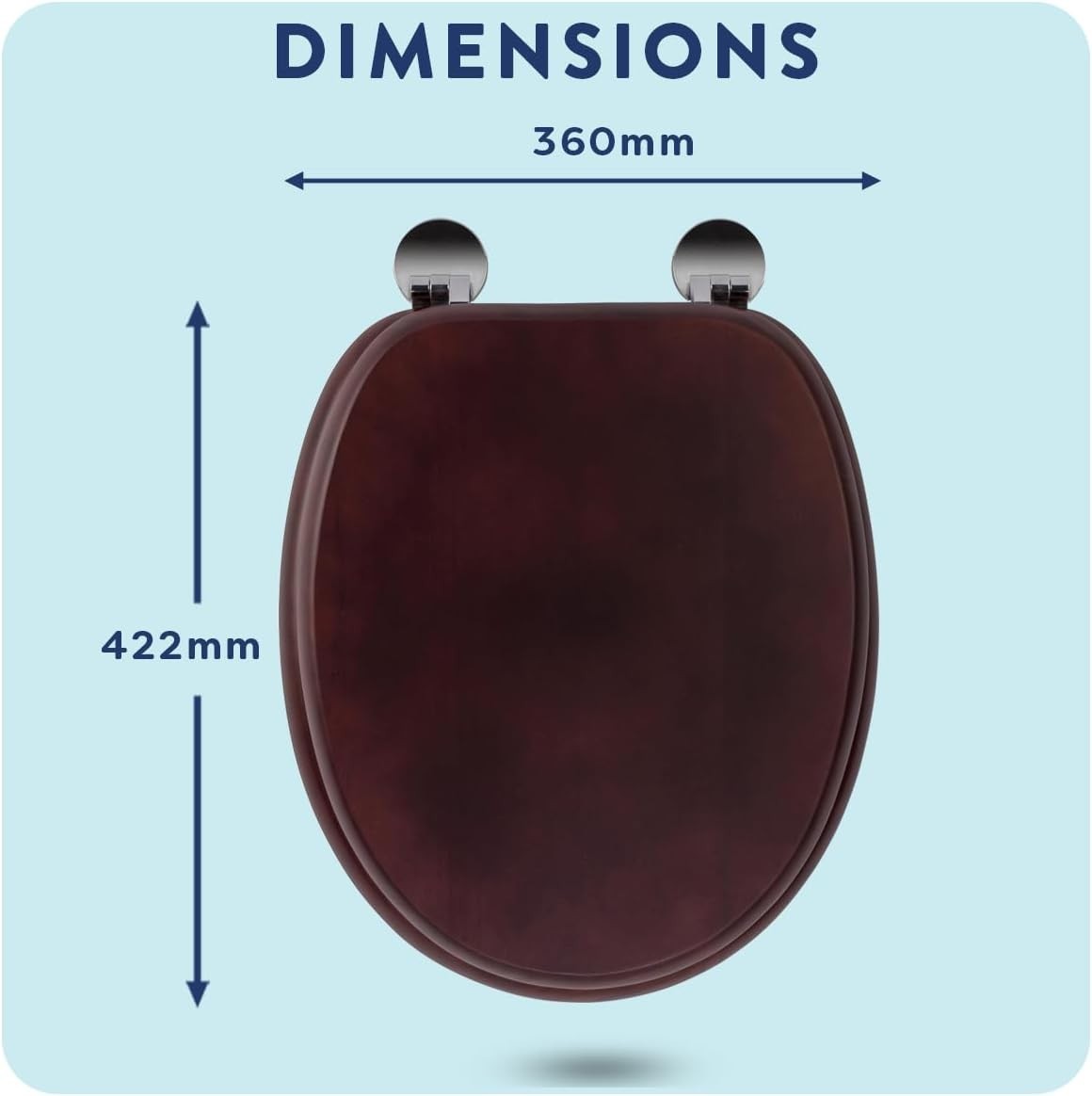 Mahogany Wooden Toilet Seat Flexi-Fix Adjustable Hinges Antibacterial