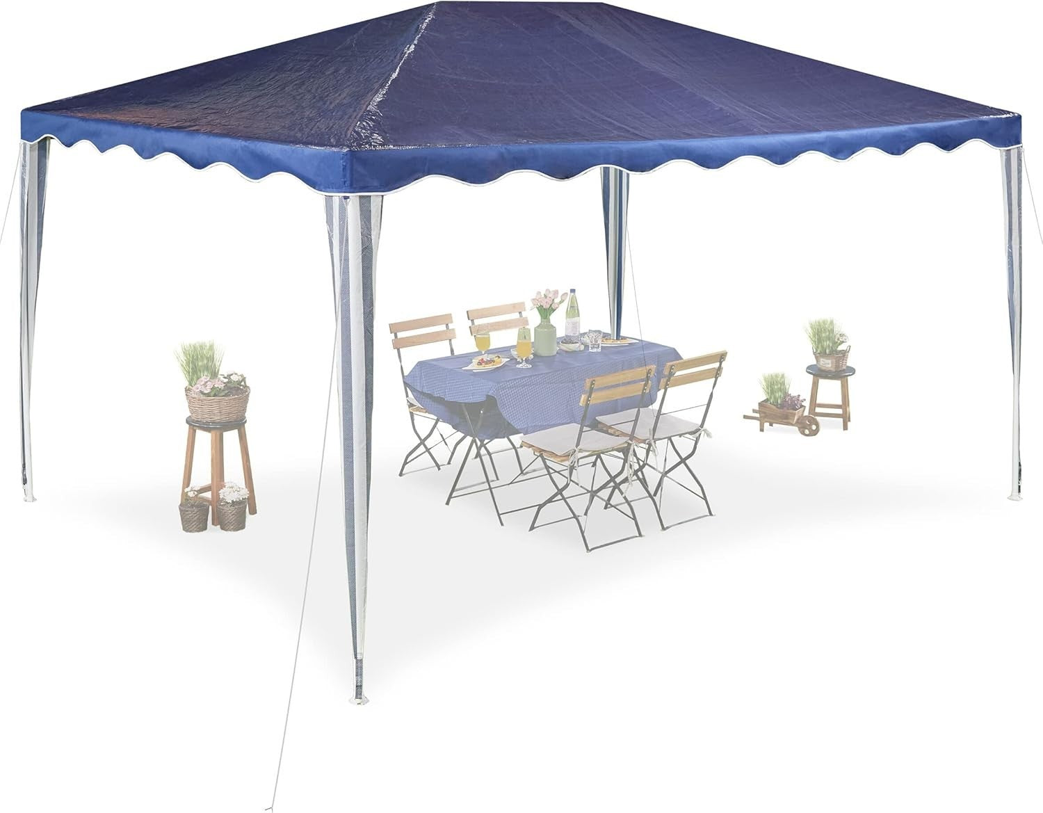 2.5x3x4M Dark Blue Garden Gazebo Party Tent Waterproof Steel Frame PE Roof