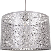 Moroccan Matt Grey Metal Floral Pendant Light Shade 40cm Ceiling Decor