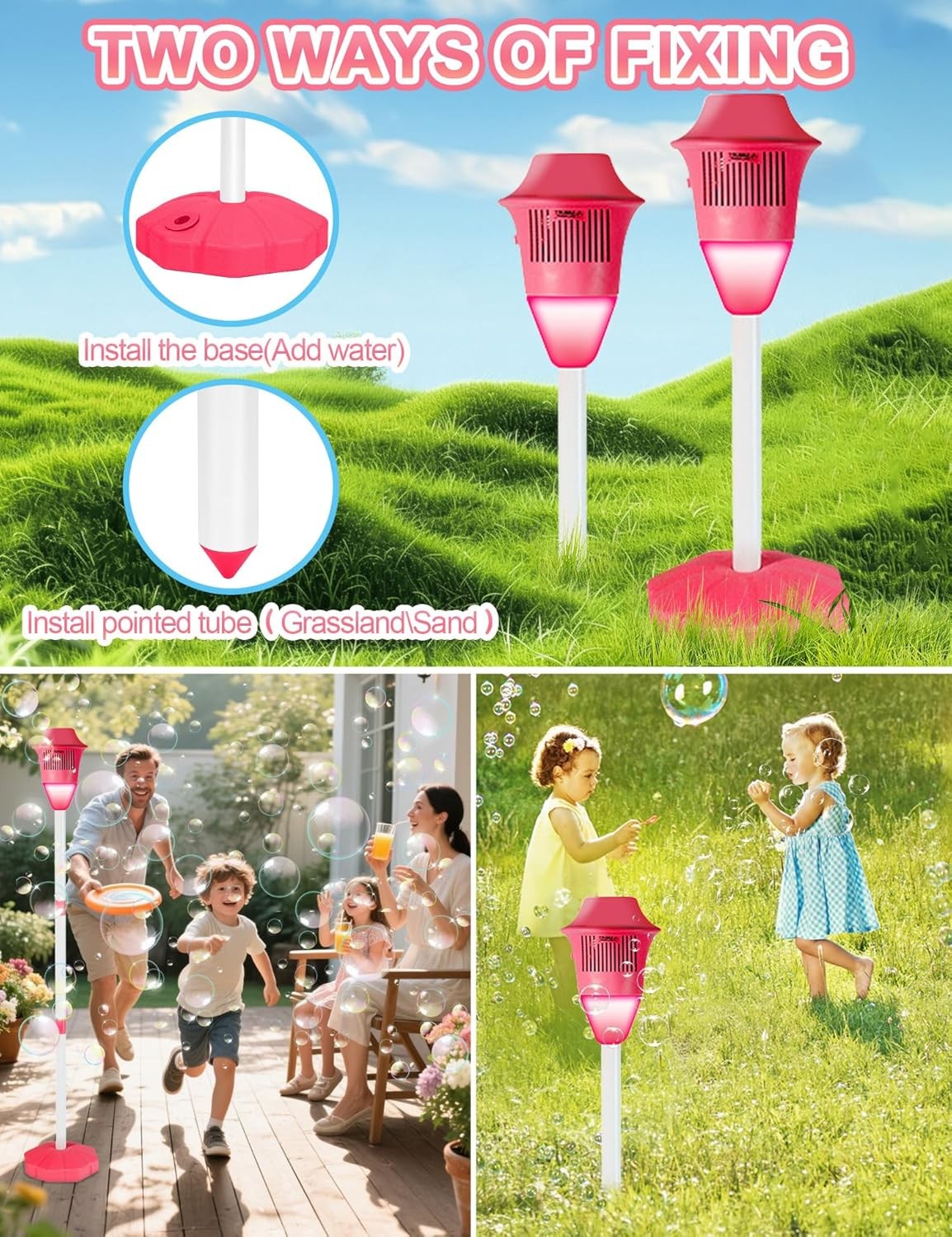 47in Rechargeable Standing Bubble Machine with Lights Music Red