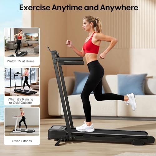 Folding Incline Treadmill with RGB Lighting Quiet 4-in-1 Walking Pad Home Gym