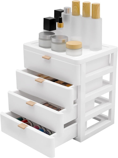 4-Compartment Desk Organiser with Drawers Pen Holder Office Storage