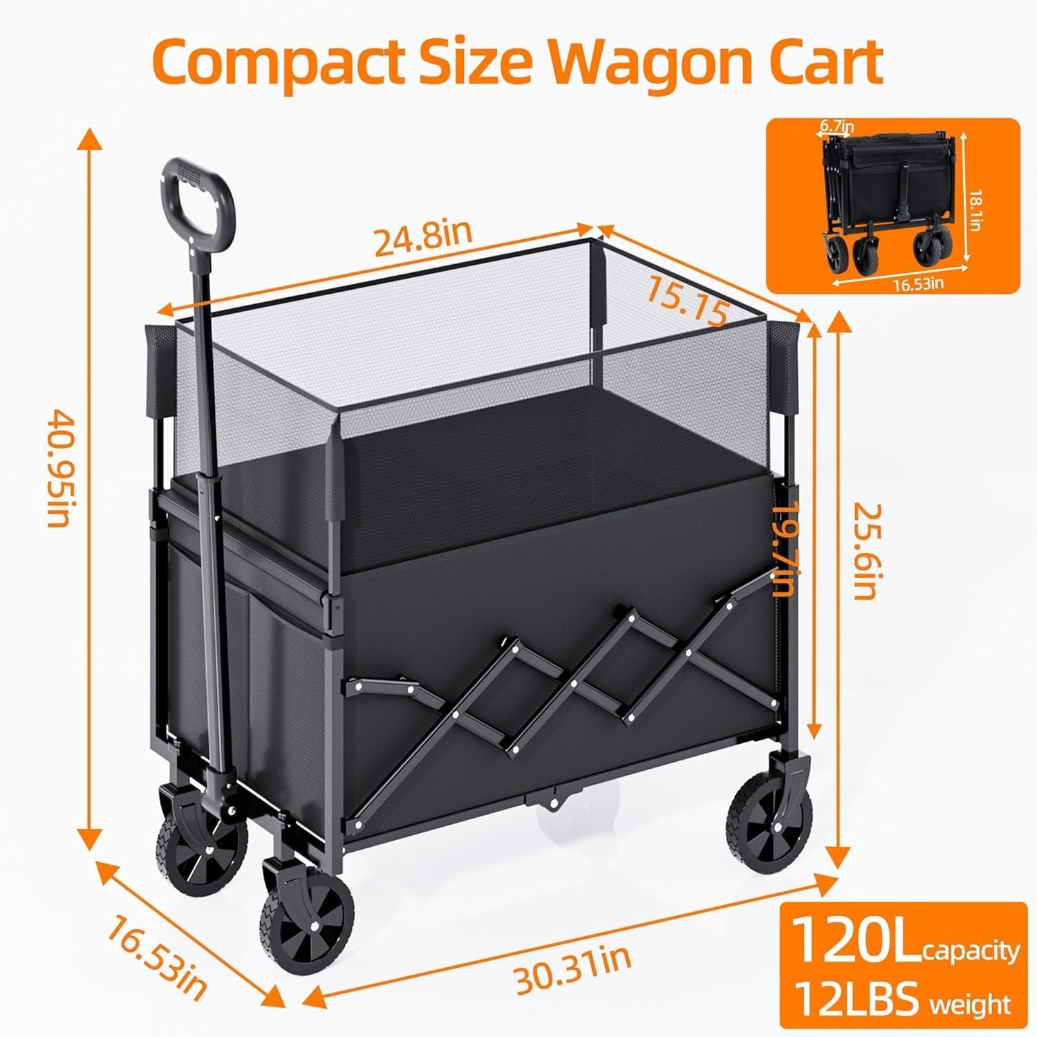 120L Folding Festival Trolley Heavy Duty Camping Garden Utility Wagon 220lbs