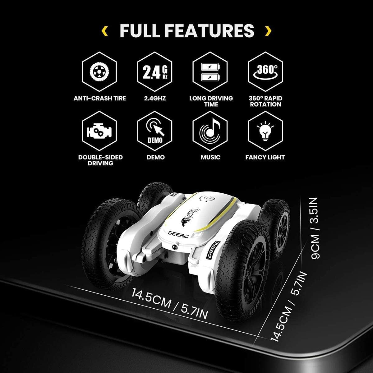 4WD Spider RC Stunt Car for Kids, 360° Flip Double-Sided Remote Control Car