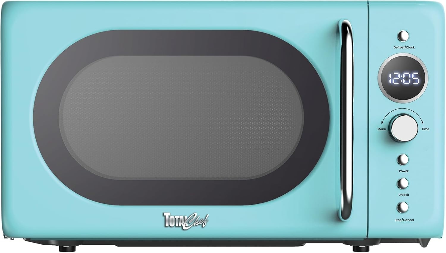 700W Retro Microwave 20L Blue LED Digital Mini Oven 8 Modes Glass Plate