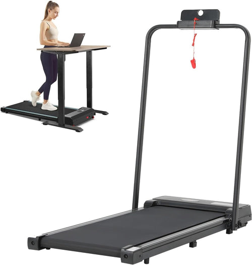 Foldable Walking Pad Treadmill 8km/h Under Desk Slim Run Machine w/ Handle 110kg