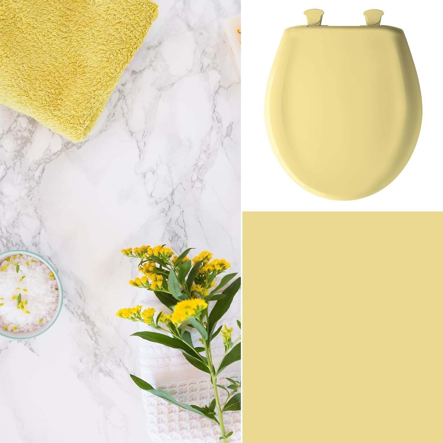 Yellow Elongated Toilet Seat Soft Close Durable Plastic