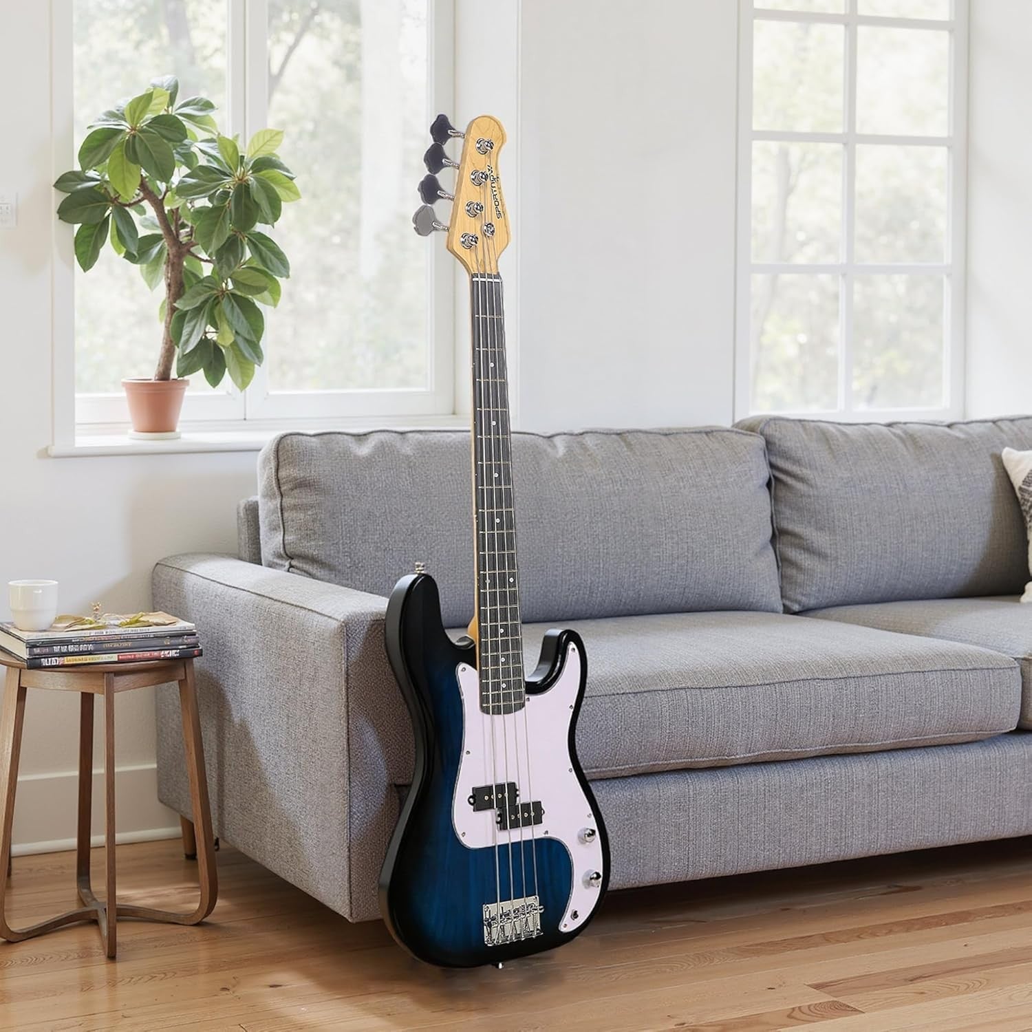 4 String Electric Bass Guitar Full Size Starter Kit w/ Amp Blue