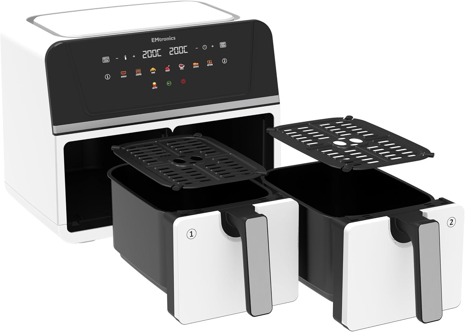 Dual Zone 9L Air Fryer 2400W Family Size | Smart Finish | Low-Oil Cooking White