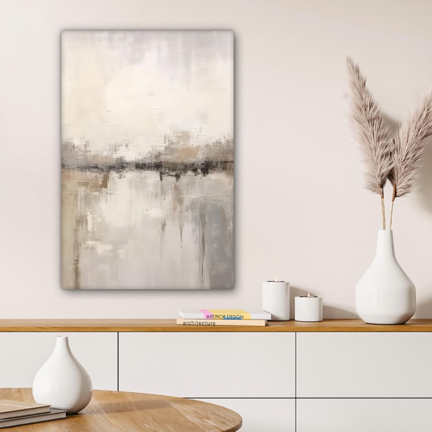 Abstract Beige Canvas Wall Art 40x60cm Modern Living Room Decor