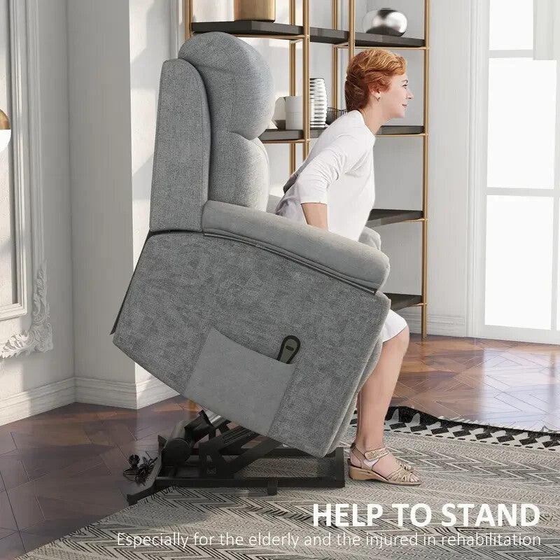 Electric Riser Recliner Chair Massage Lift Armchair Grey for Elderly Lounge
