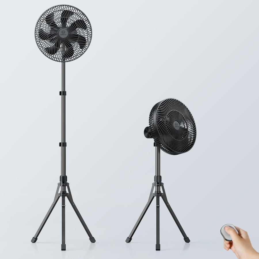 12” Rechargeable Tripod Fan – 16000mAh 4-Speed Remote w/ Auto Oscillation