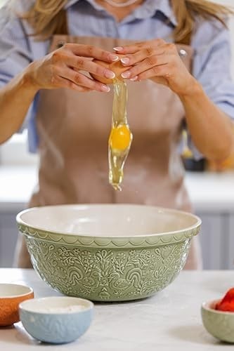 4L Mixing Bowl Earthenware Hen & Cockerel Design Kitchen Bakeware