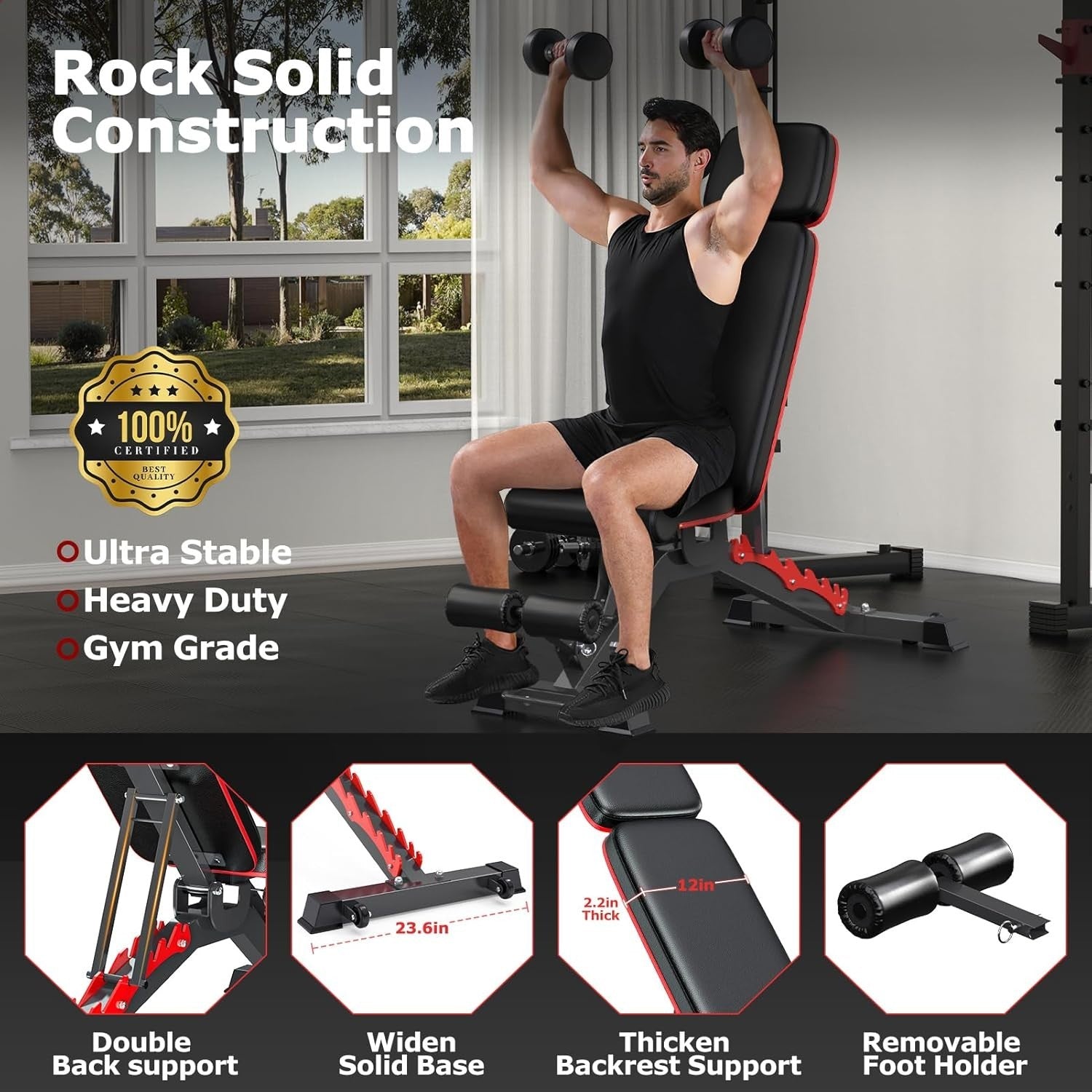 Ultra Heavy Duty Adjustable Bench 1200lb Incline Decline Home Gym