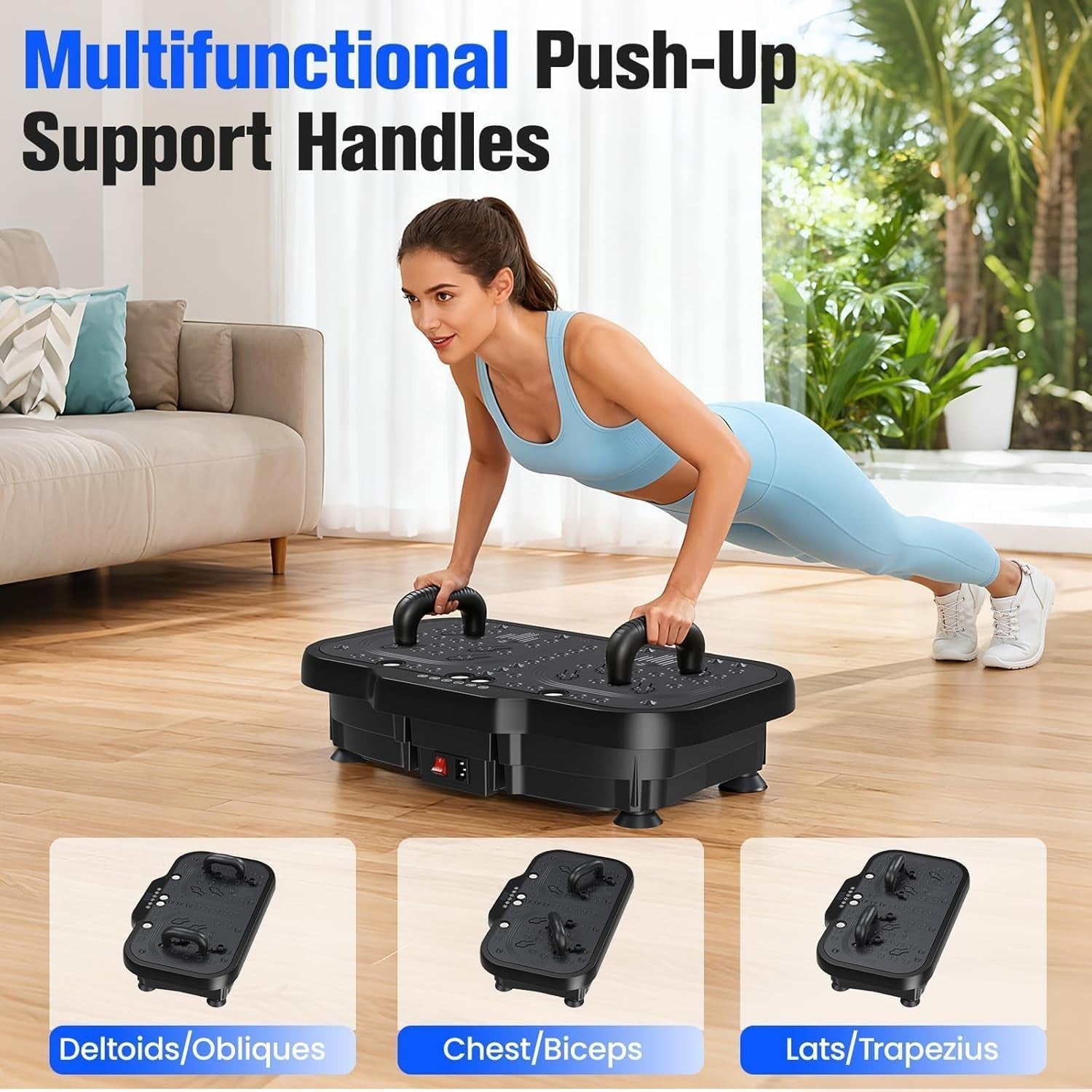 Black Dual Motor Vibration Plate Exercise Machine 180 Levels Home Fitness