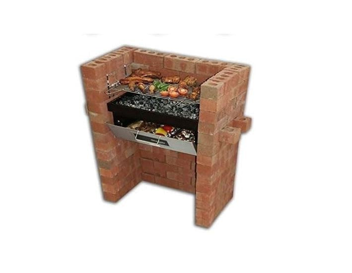 Build-In Brick BBQ Grill & Oven Combo Outdoor Charcoal Cooker Large Cooking Area