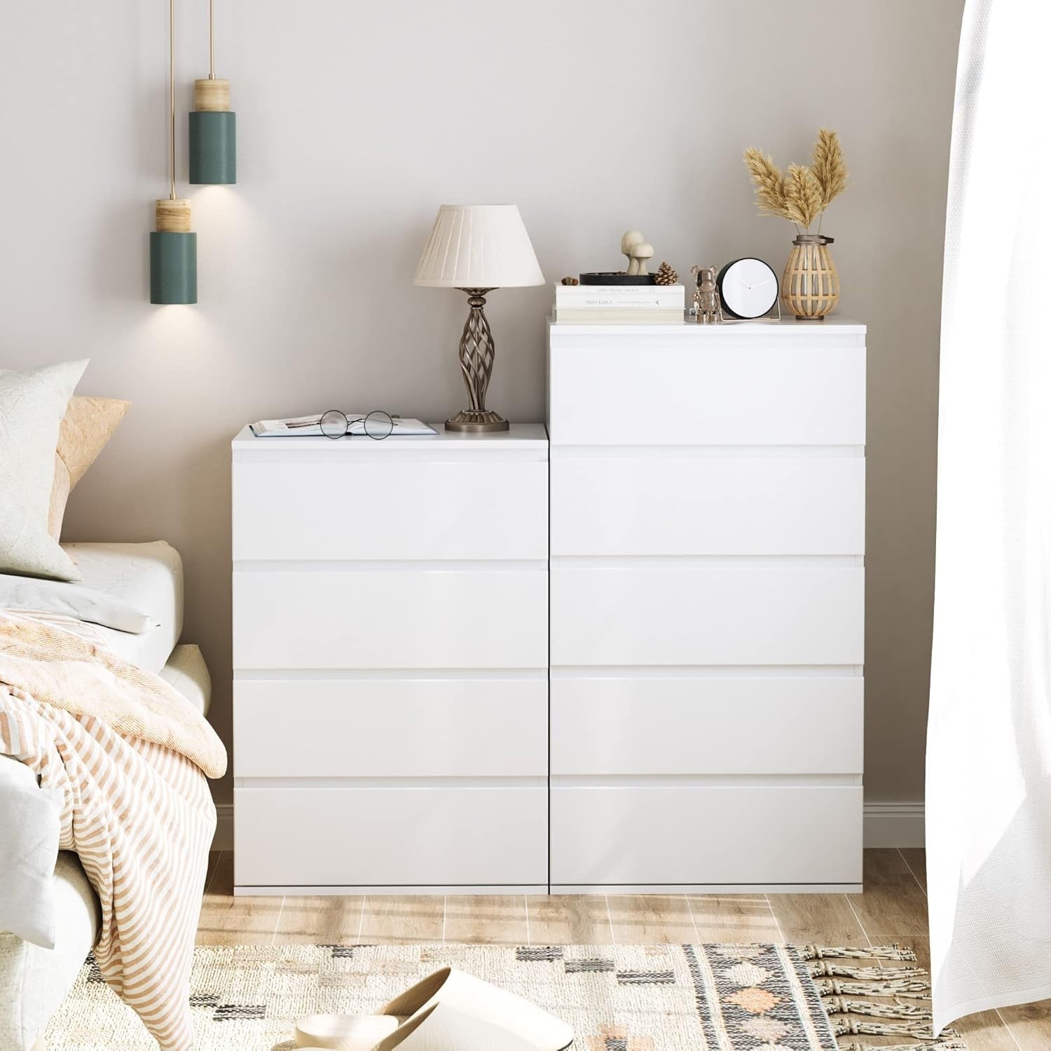 White 5-Drawer Chest Storage Cabinet | Bedroom, Bathroom, Living Room