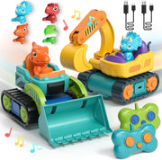 Castle Dinosaur RC Digger Construction Truck Toy w/ Music Sound for Toddlers 1-3
