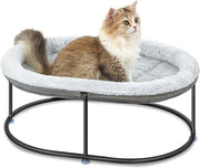 Elevated Cat Hammock Bed Oval Plush Cuddle Pet Bed w Detachable Pad