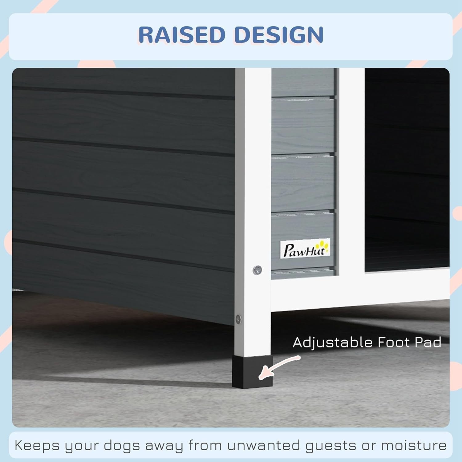 Outdoor Wooden Dog House Elevated Shelter Waterproof Kennel for Medium Dogs