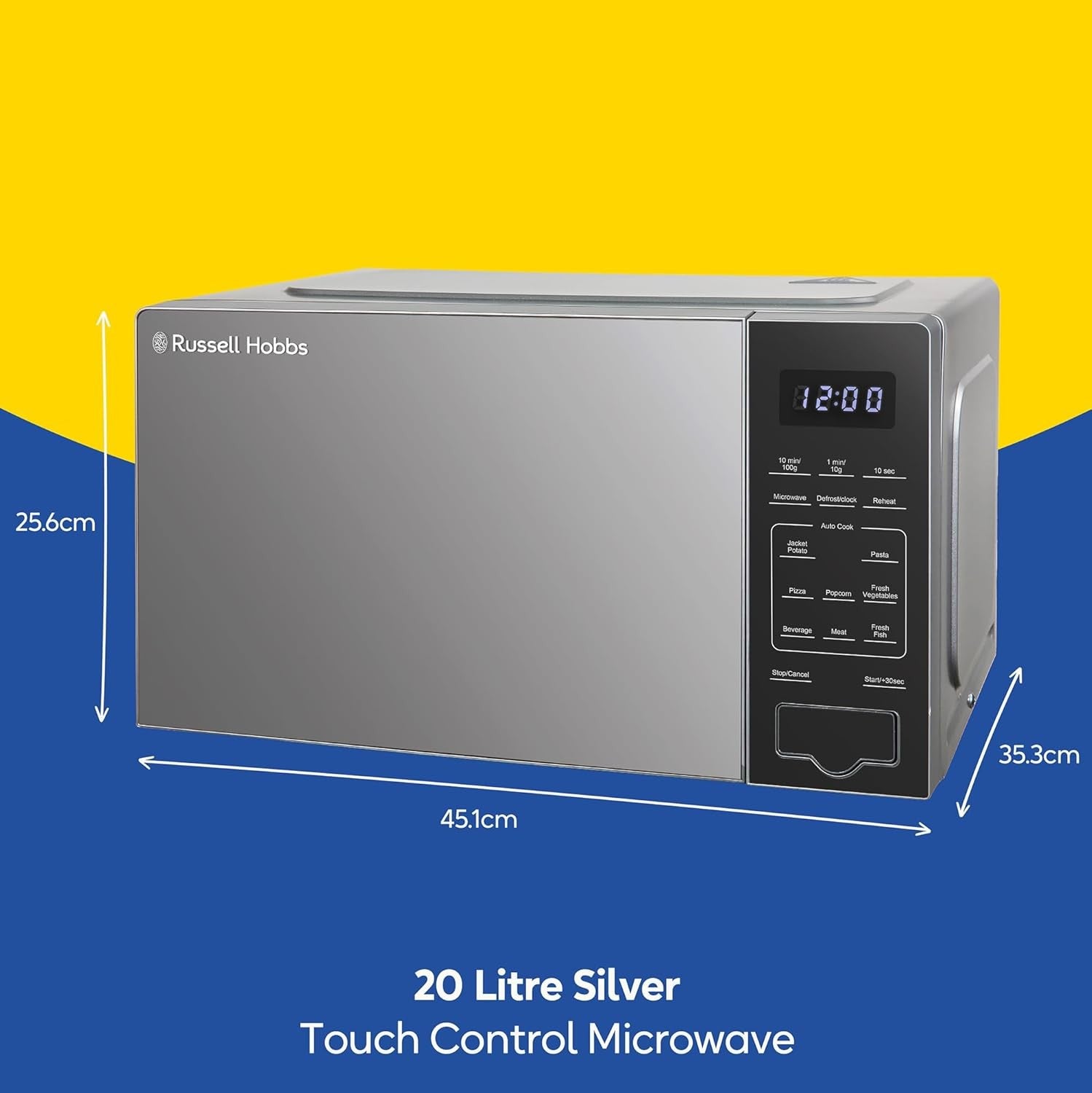 20L 800W Touch Control Digital Microwave Silver 10 Power
