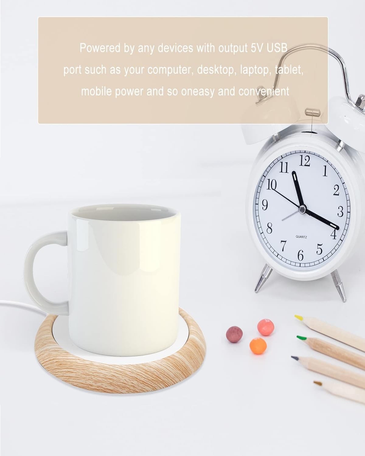 USB Coffee Mug Warmer 10cm Desk Cup Heater Keep Warm Plate