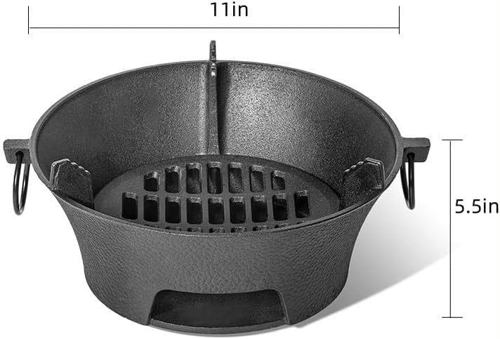 Cast Iron Charcoal Grill Portable Tabletop BBQ Hibachi Stove Camping Outdoor 11"