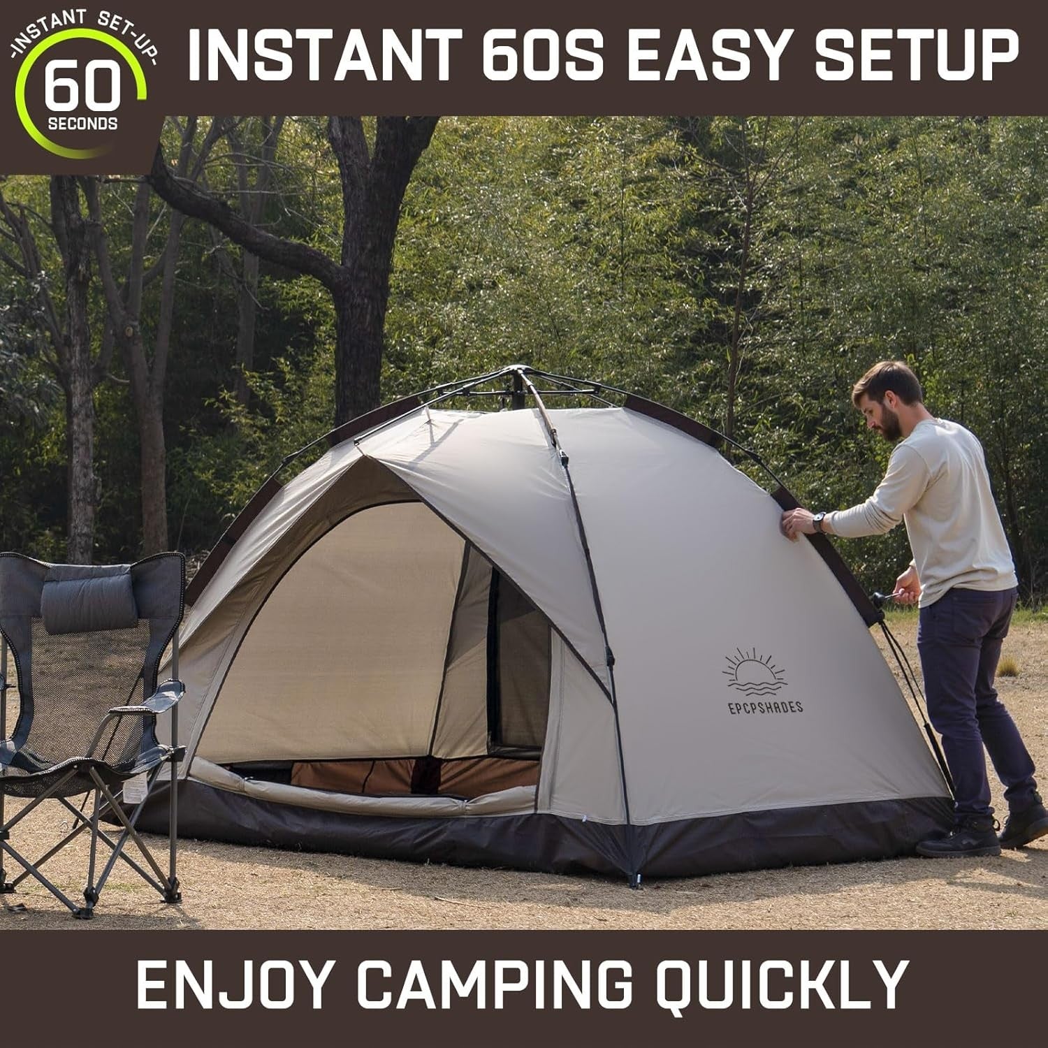2 Man Pop Up Camping Tent Waterproof Instant Double Layer Dome