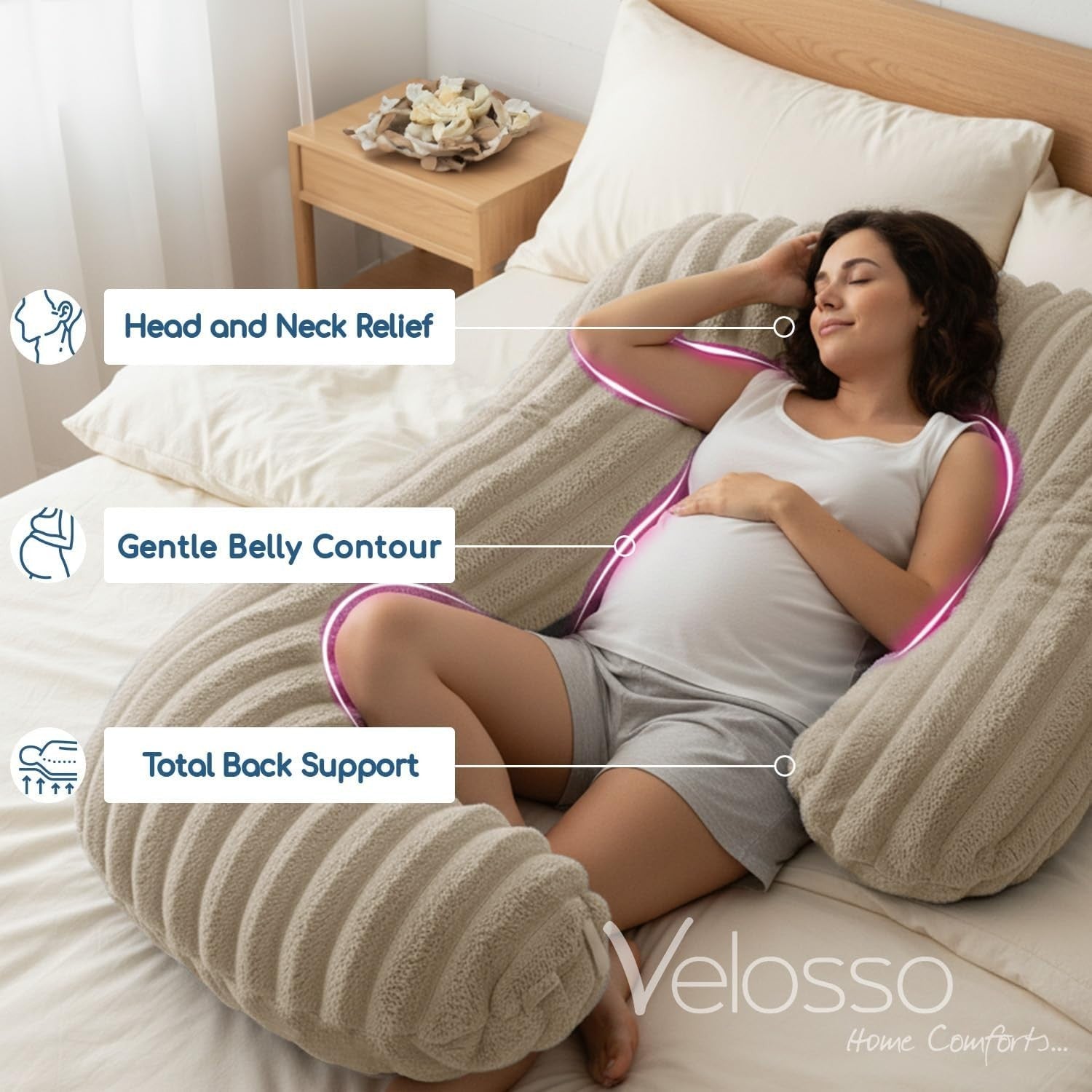 52" Full Length Body Pillow Faux Fur Side Sleeper Pregnancy Support