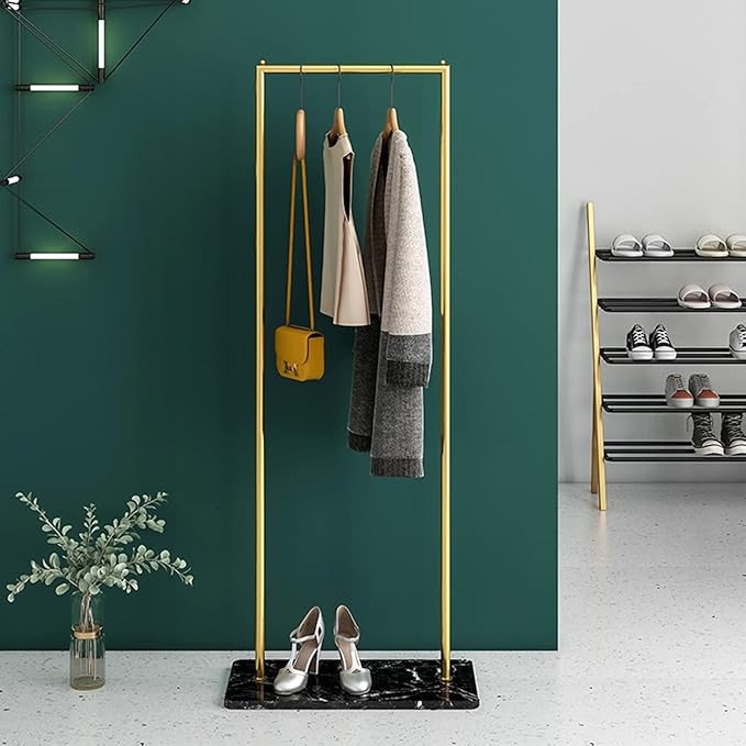 Gold Black Marble Base Clothes Rack Nordic Modern Garment Organizer Stand
