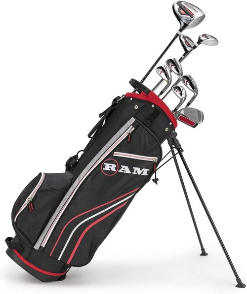 Mens Right Hand Golf Club Set 13pc Stiff Flex 1” Longer Driver Irons Bag