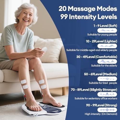 Cordless Foot Circulation Machine | TENS & EMS Massager w/ Heat & Vibration