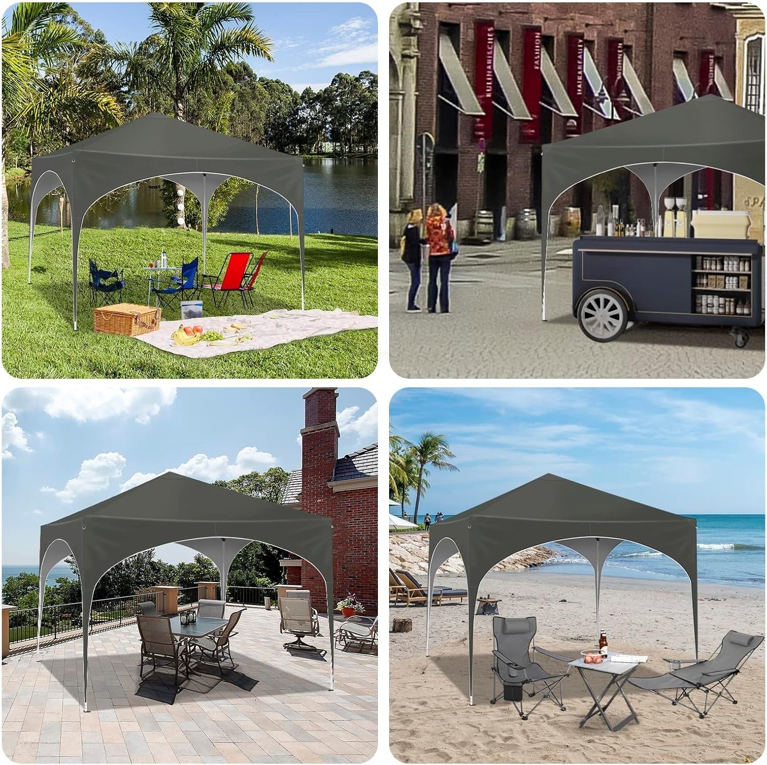 3x3M Pop-Up Gazebo Folding Event Tent Waterproof UV-Protected Grey