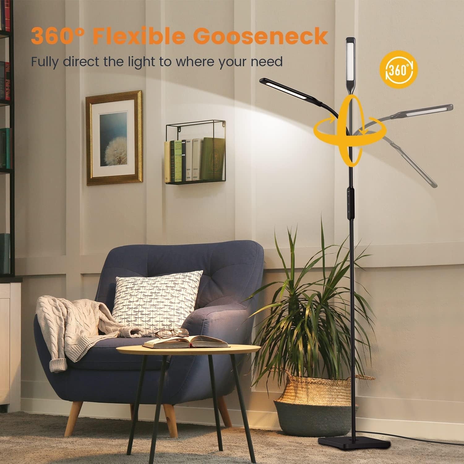 LED Floor Lamp Remote Control Dimmable Reading Light Adjustable Standing Lamp