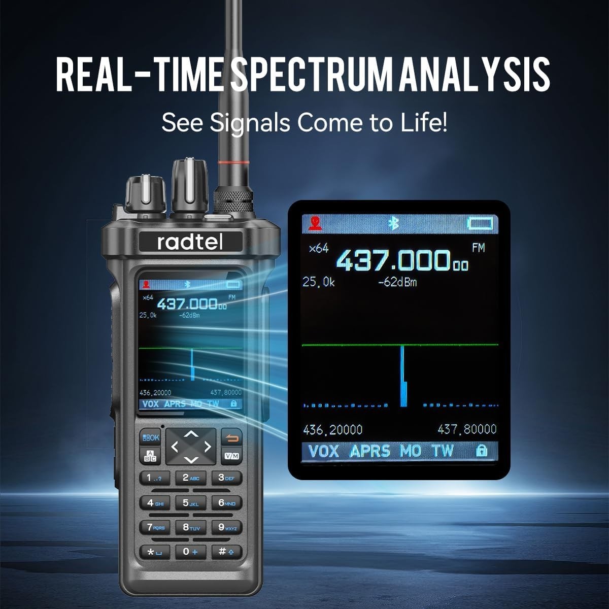 10W Long Range Ham Radio Walkie Talkie GPS APRS Bluetooth NOAA USB-C