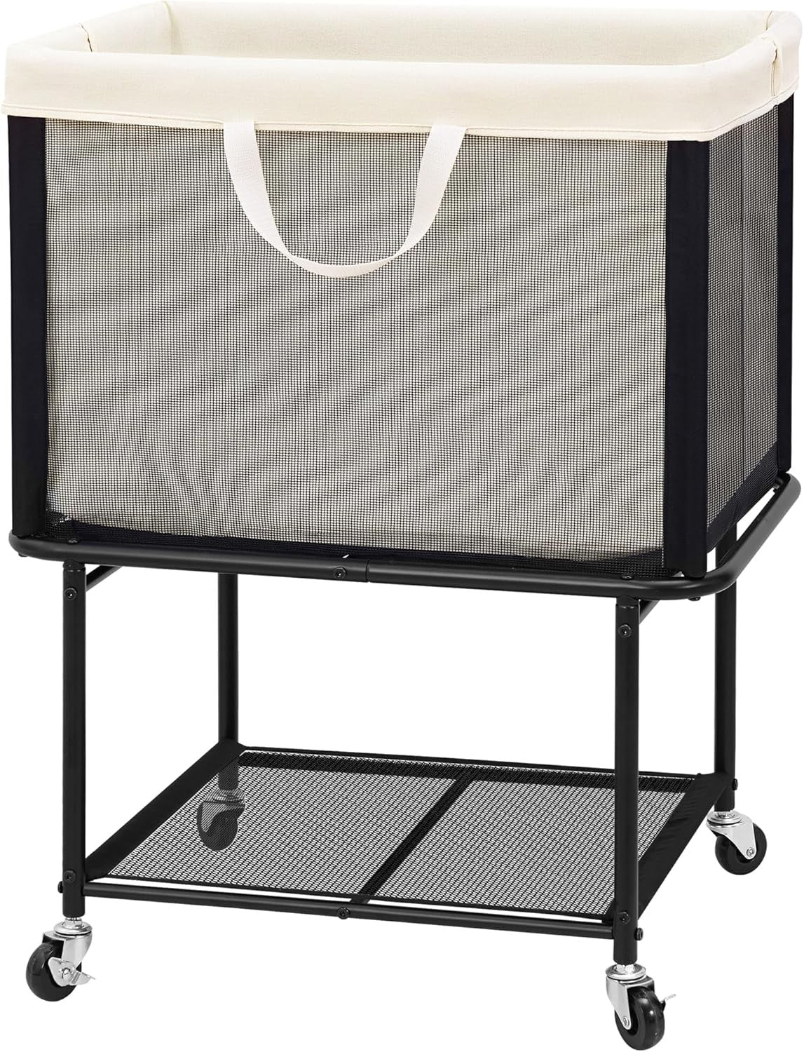 110L Rolling Laundry Hamper with Wheels Large 2-Tier Basket Removable Bag