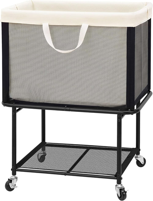 110L Rolling Laundry Hamper with Wheels Large 2-Tier Basket Removable Bag