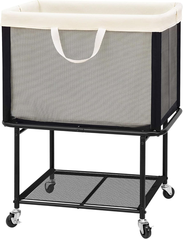 110L Rolling Laundry Hamper with Wheels Large 2-Tier Basket Removable Bag