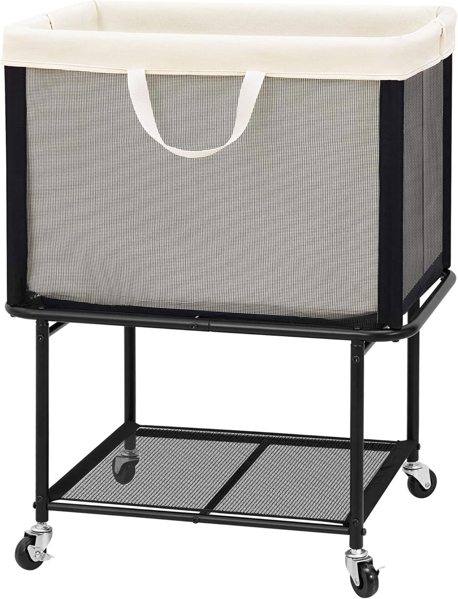 110L Rolling Laundry Hamper with Wheels Large 2-Tier Basket Removable Bag