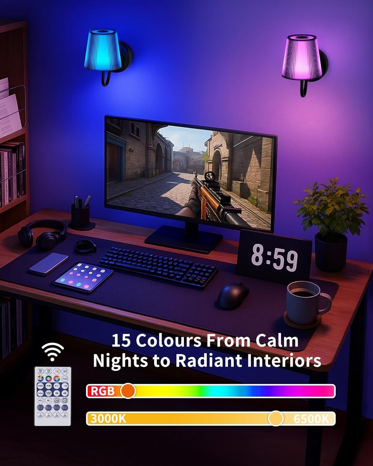 Rechargeable Magnetic Wall Lights with Remote, Dimmable RGB Picture Lamp