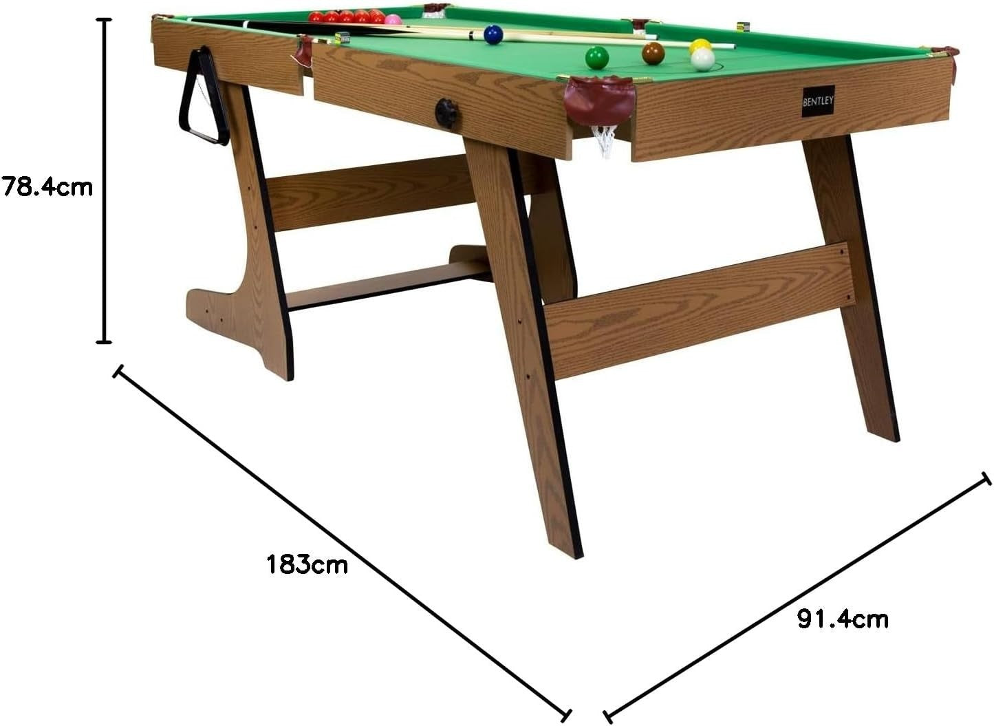6FT Folding Pool Table Pub Style Snooker Set w Cues Balls Accessories