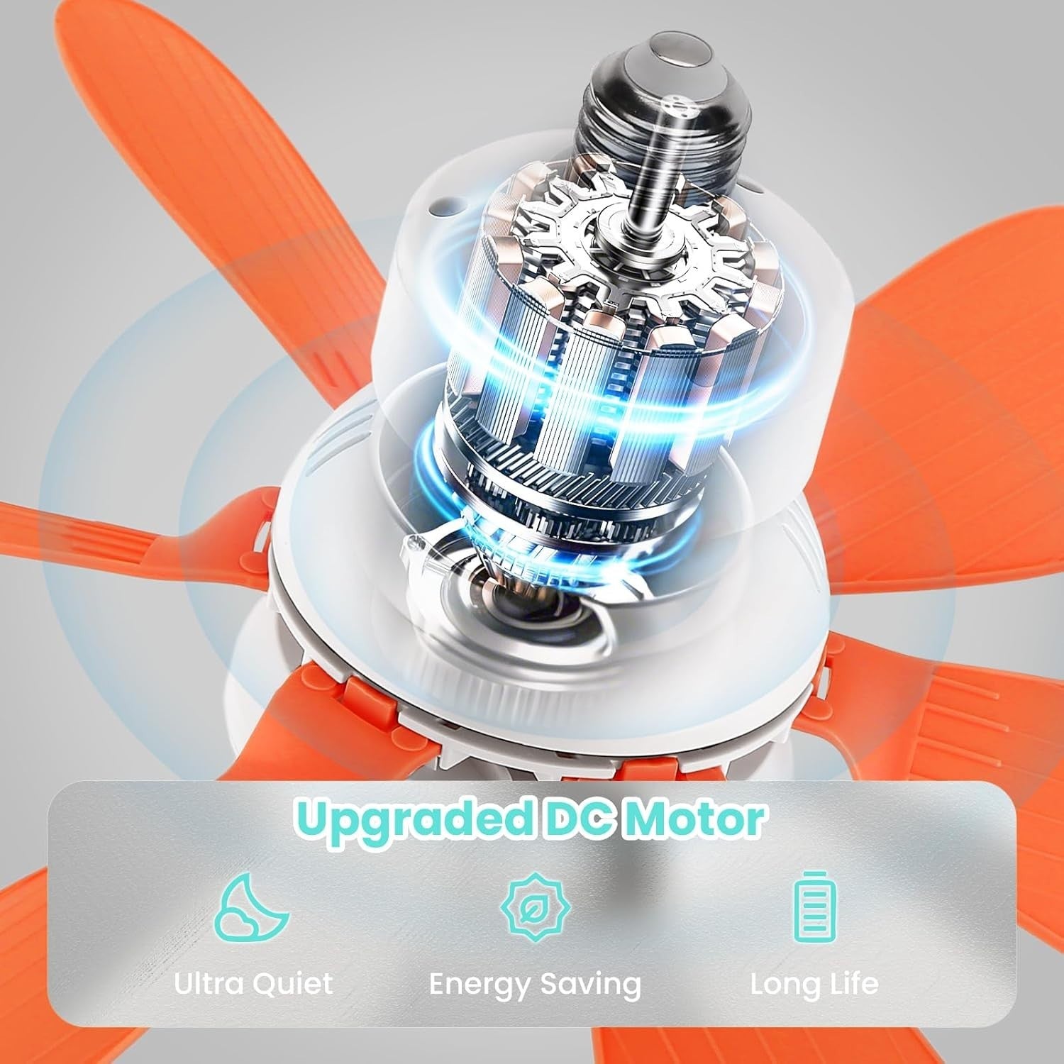 30W Ceiling Fan with Lights Dimmable Quiet 6 Blades Remote
